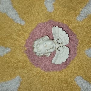 Sittre ceramic trinket dish 1995 baby angel cherub with flower crown vintage